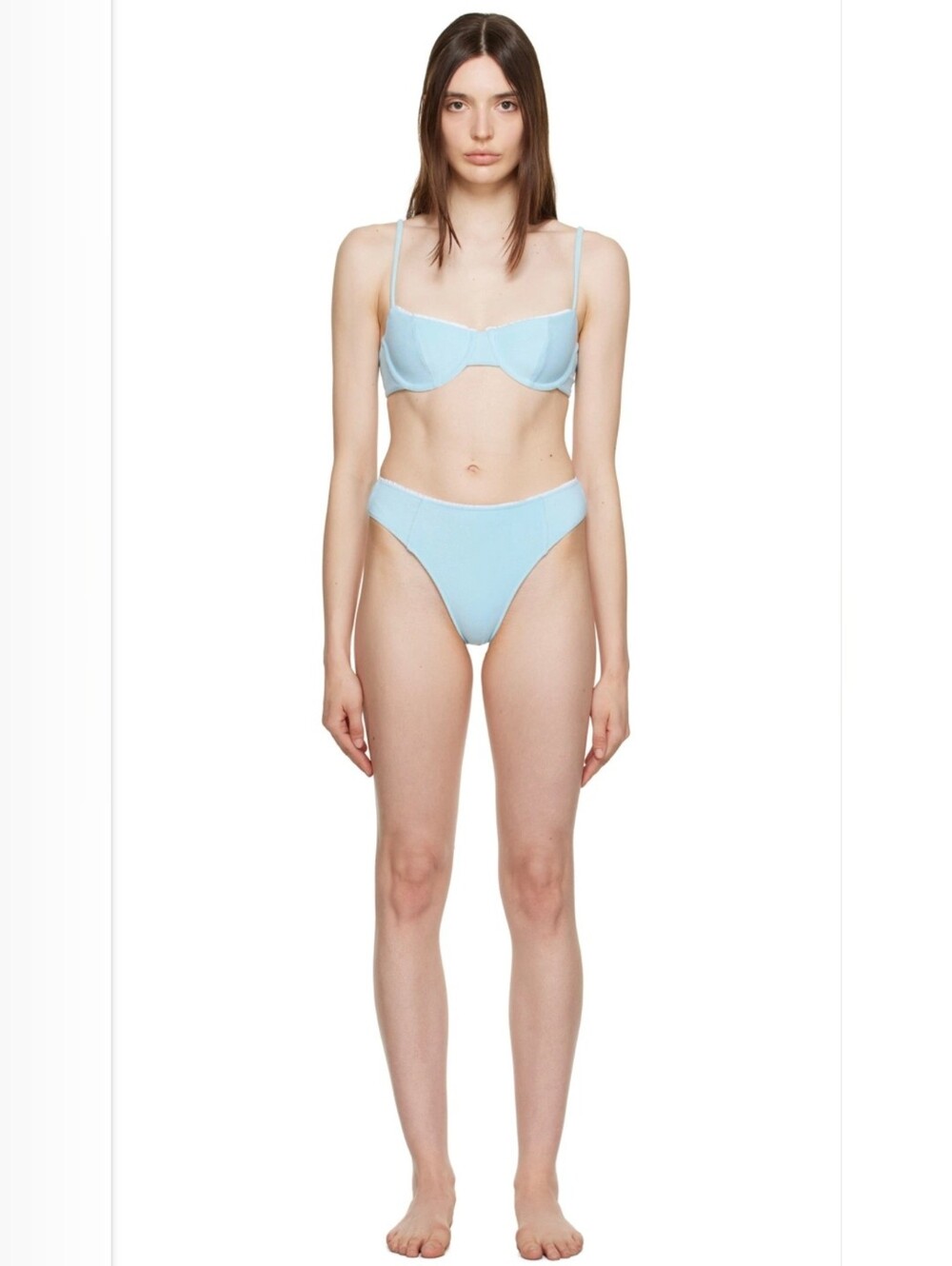 Frankie's Bikinis French Terry Light Blue Two-Piece Swim Set Large